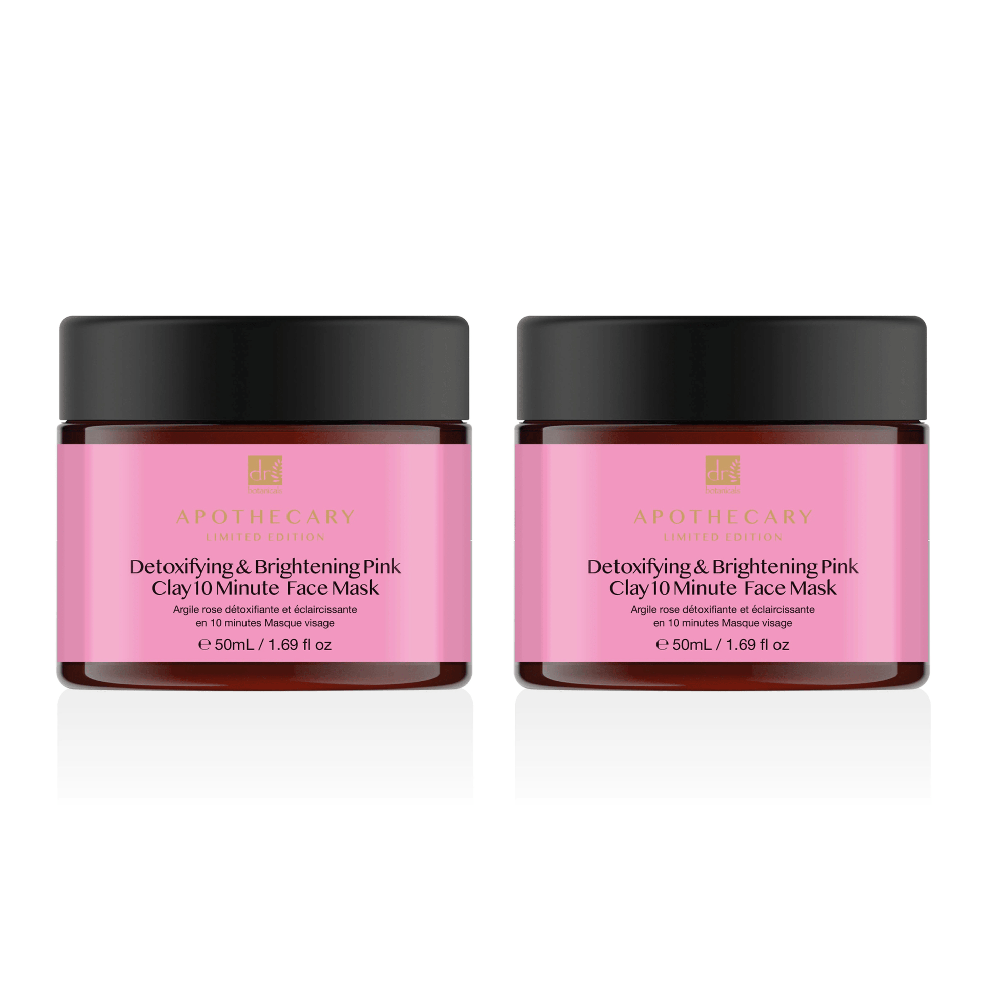 Dr Botanicals Detoxifying & Brightening Pink Clay 10 Minute Face Mask 50ml Twin Value Savings Pack - Kit - Faithful Nutrition