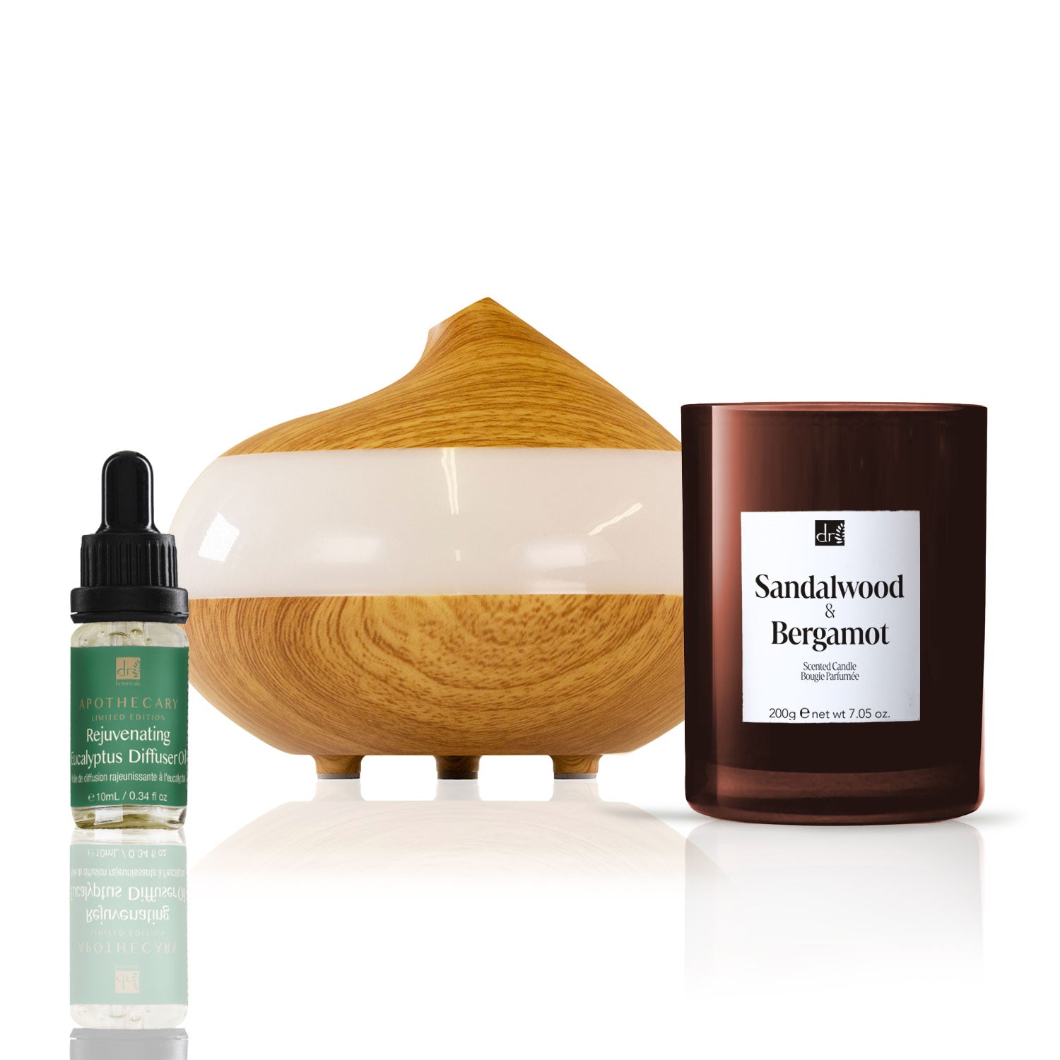 Dr Botanicals Christmas Relaxtion Eucalyptus Diffuser Kit with Sandalwood & Bergamot Candle - Kit - Faithful Nutrition