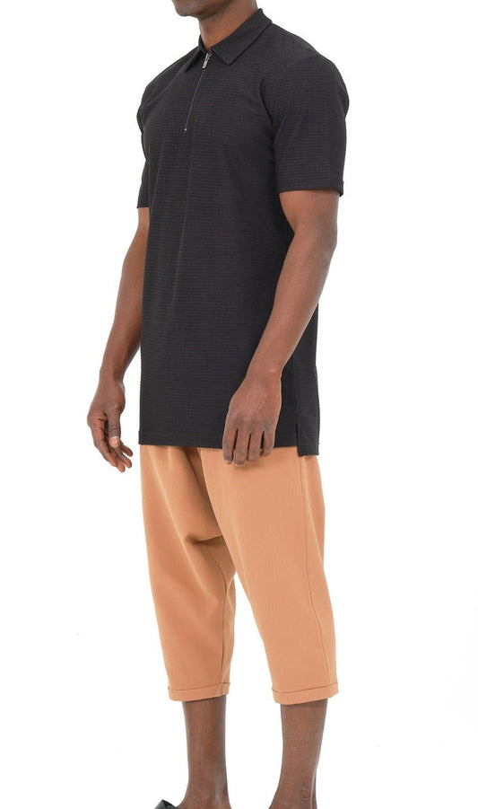 QL Relaxed Polo Zip Up S24 in Black - Men Clothing - Faithful Nutrition