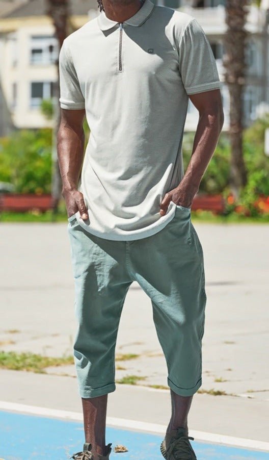 QL Relaxed Polo Zip Up in Light Green - Men Clothing - Faithful Nutrition