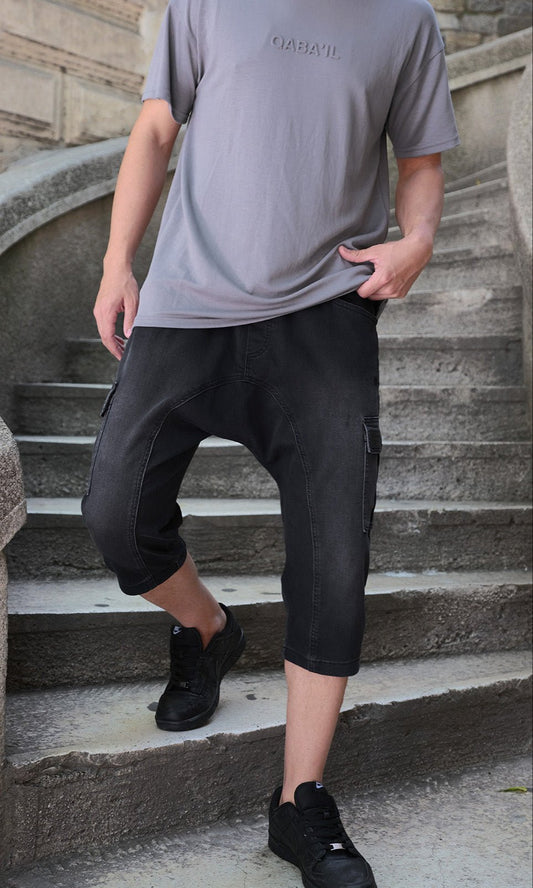 QL Pantacourt Cargo Jeans in Black - Men Clothing - Faithful Nutrition