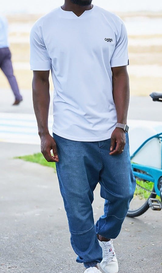 QL Relaxed Fit Stretch Cuffed Jeans in Ocean Blue - Men Clothing - Faithful Nutrition