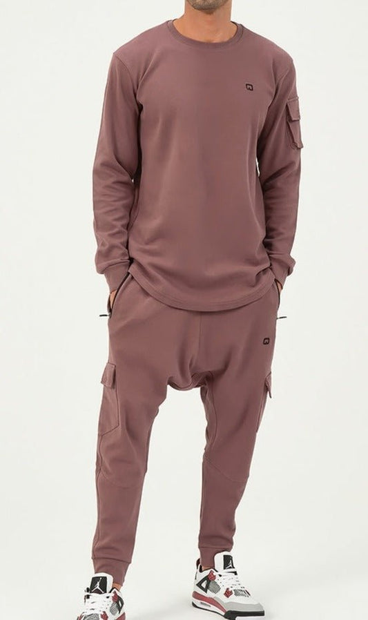 QL Sniper Set Cargo Joggers and Longline Top in Purple - Men Clothing - Faithful Nutrition