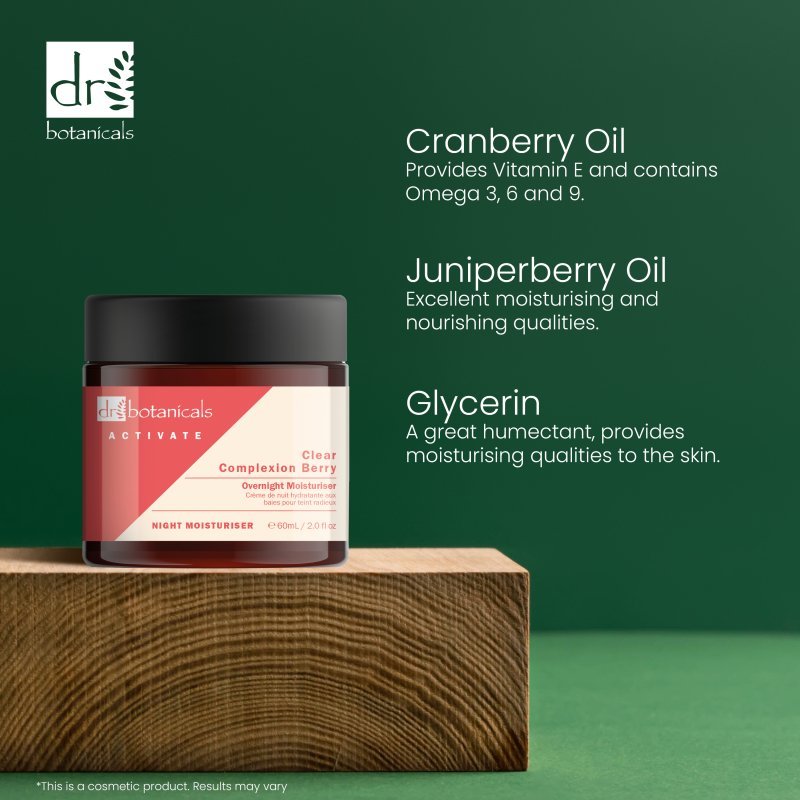 Activate Clear Complexion Berry Overnight Moisturiser 60ml - Moisturiser - Faithful Nutrition